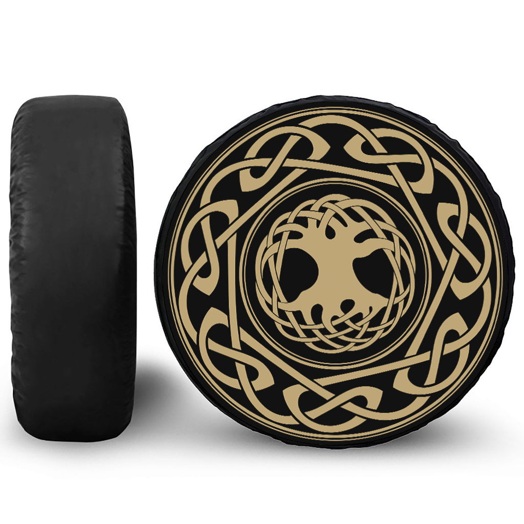 Viking Tree Of Life Print Leather Spare Tire Cover