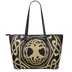 Viking Tree Of Life Print Leather Tote Bag