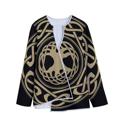 Viking Tree Of Life Print Long Sleeve Short Coat