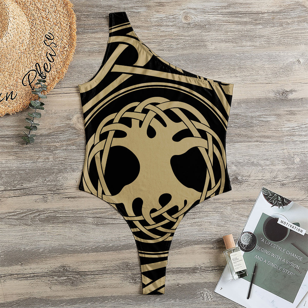 Viking Tree Of Life Print One Shoulder Bodysuit