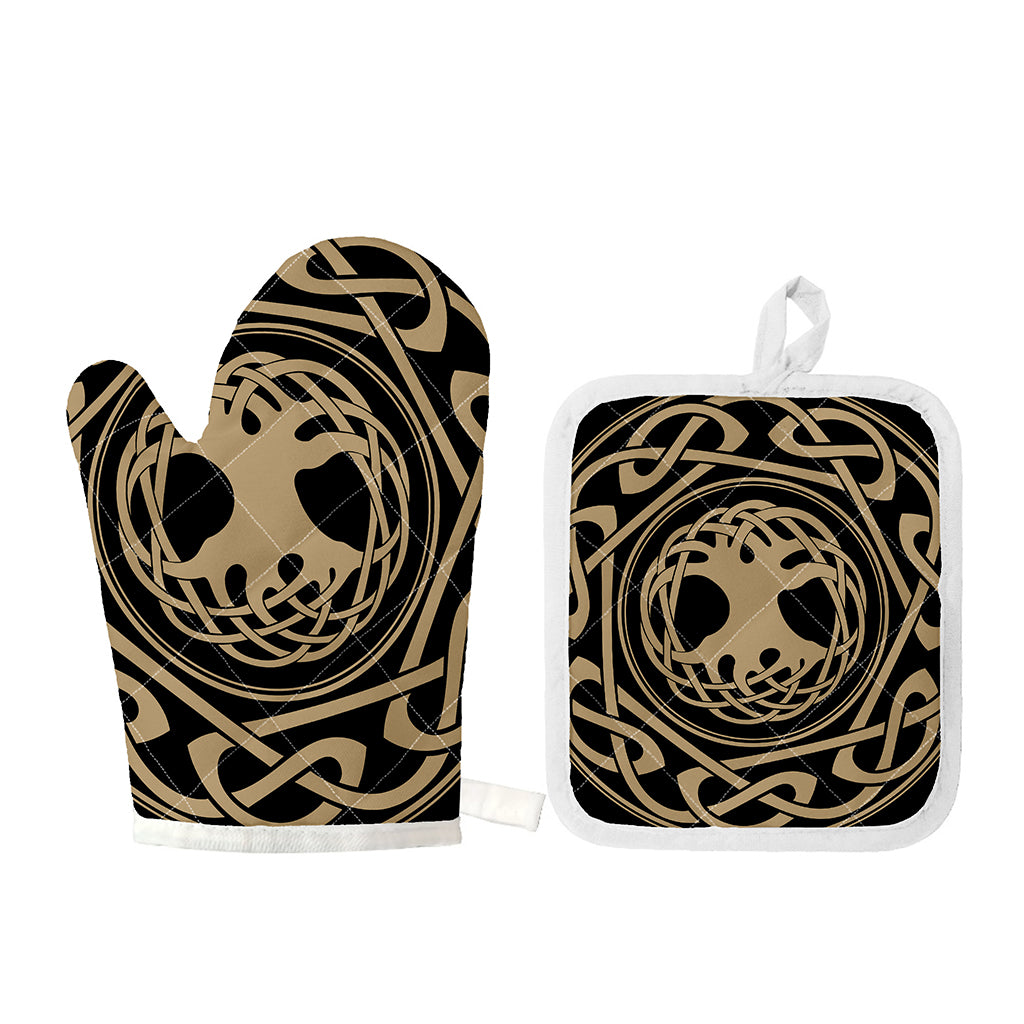 Viking Tree Of Life Print Oven Mitt And Pot Holder Set