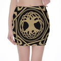 Viking Tree Of Life Print Pencil Mini Skirt