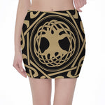 Viking Tree Of Life Print Pencil Mini Skirt