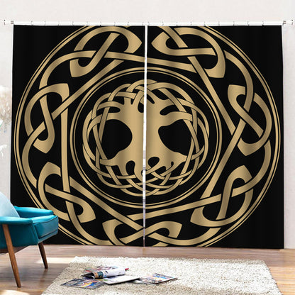 Viking Tree Of Life Print Pencil Pleat Curtains