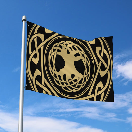 Viking Tree Of Life Print Polyester Flag