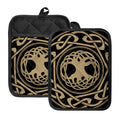 Viking Tree Of Life Print Pot Holders With Pocket