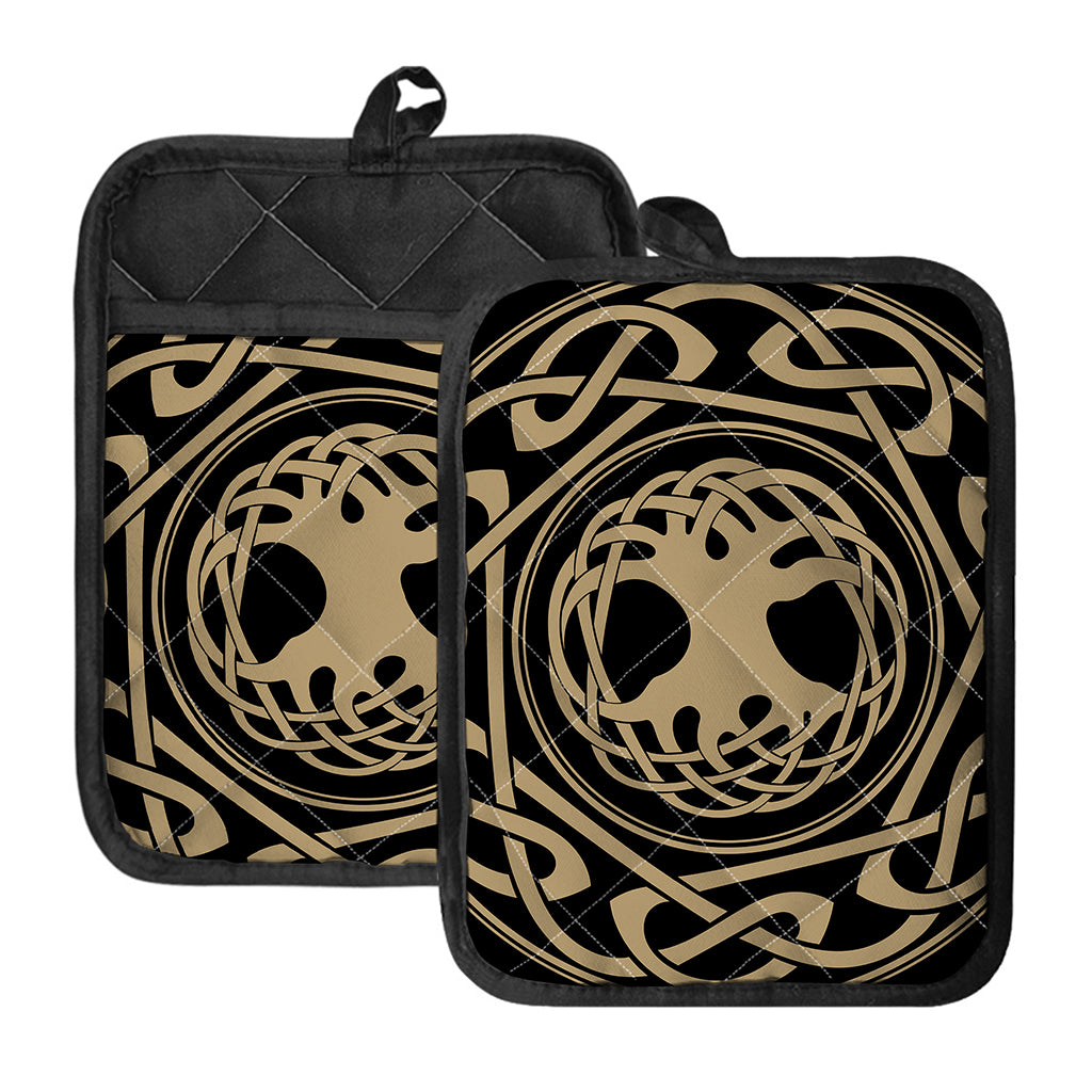 Viking Tree Of Life Print Pot Holders With Pocket