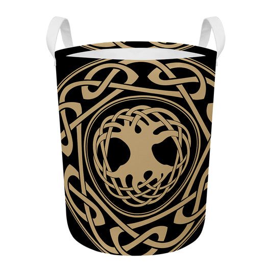 Viking Tree Of Life Print Round Laundry Basket