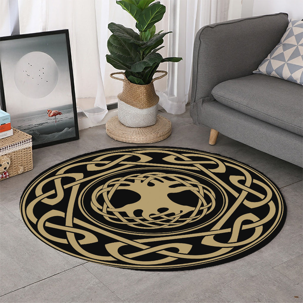 Viking Tree Of Life Print Round Rug