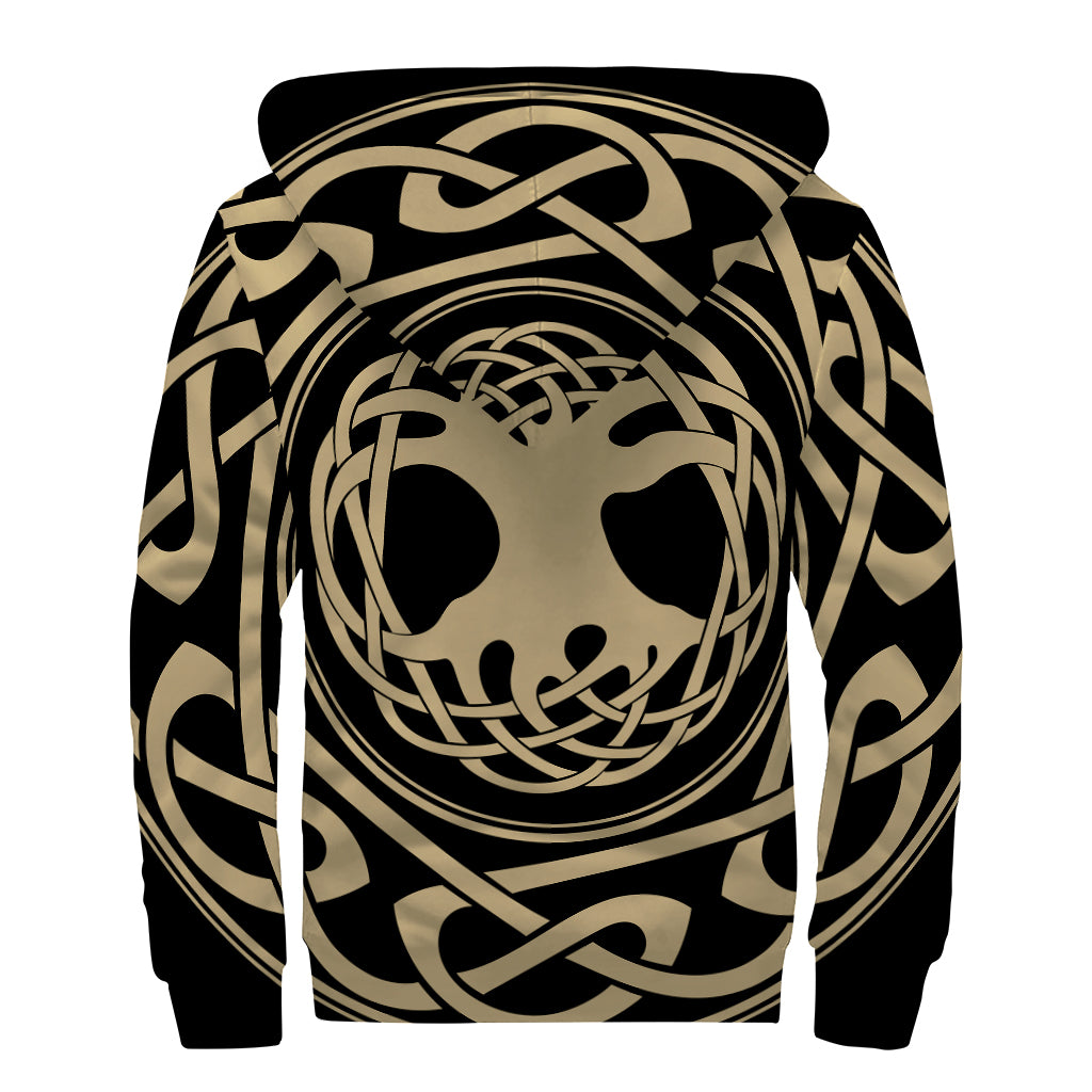Viking Tree Of Life Print Sherpa Lined Zip Up Hoodie