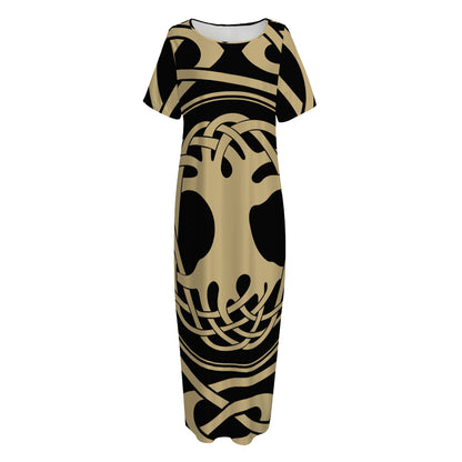 Viking Tree Of Life Print Short Sleeve Long Nightdress
