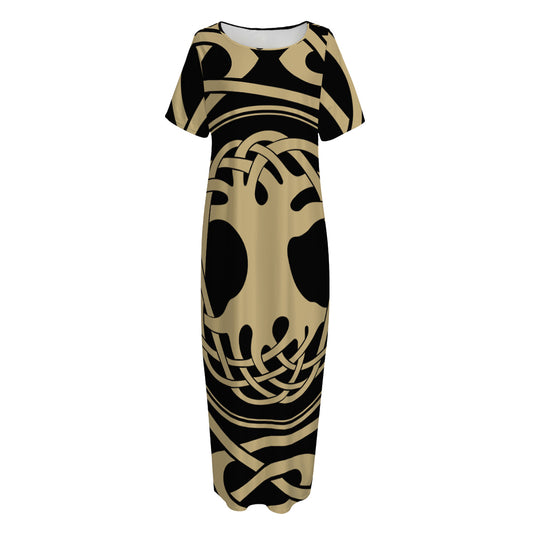 Viking Tree Of Life Print Short Sleeve Long Nightdress