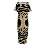Viking Tree Of Life Print Short Sleeve Long Nightdress