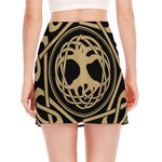 Viking Tree Of Life Print Side Slit Mini Skirt
