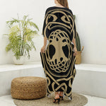 Viking Tree Of Life Print Silk V-Neck Kaftan Dress