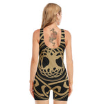 Viking Tree Of Life Print Sleeveless One Piece Swimsuit