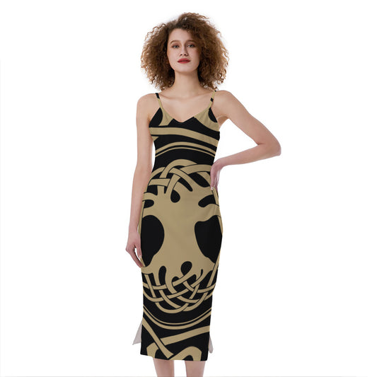 Viking Tree Of Life Print Slim Fit Midi Cami Dress