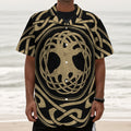 Viking Tree Of Life Print Textured Short Sleeve Shirt