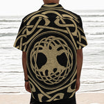 Viking Tree Of Life Print Textured Short Sleeve Shirt
