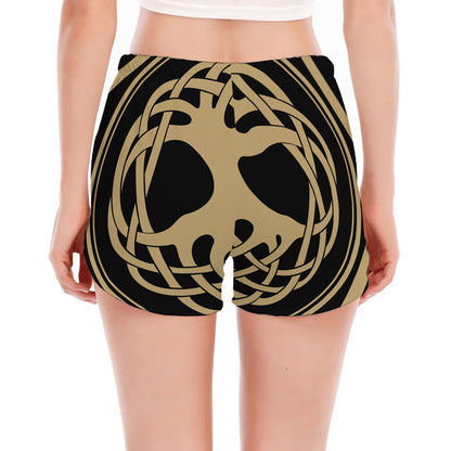 Viking Tree Of Life Print Women's Split Running Shorts