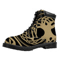 Viking Tree Of Life Print Padded Collar Lace Up Boots