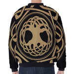 Viking Tree Of Life Print Zip Sleeve Bomber Jacket