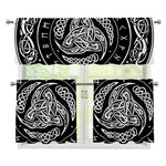 Viking Triple Horn Of Odin Print 3 Piece Kitchen Curtains