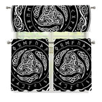 Viking Triple Horn Of Odin Print 3 Piece Kitchen Curtains