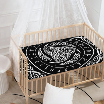 Viking Triple Horn Of Odin Print Baby Crib Sheet