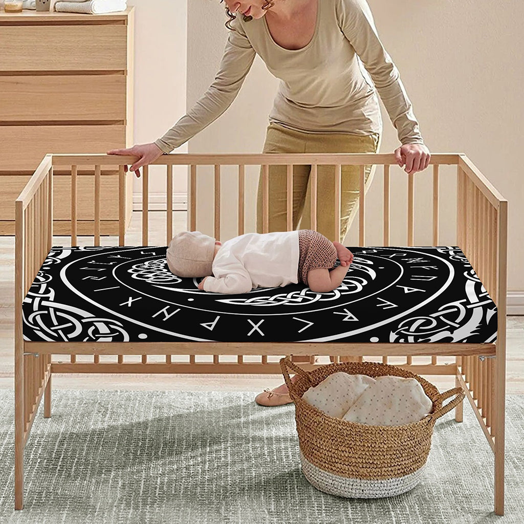 Viking Triple Horn Of Odin Print Baby Crib Sheet