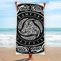 Viking Triple Horn Of Odin Print Beach Towel