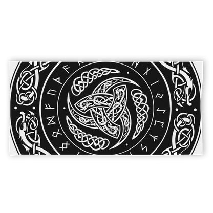Viking Triple Horn Of Odin Print Beach Towel