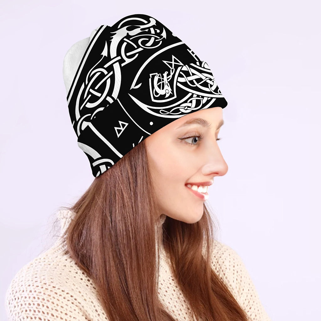 Viking Triple Horn Of Odin Print Beanie