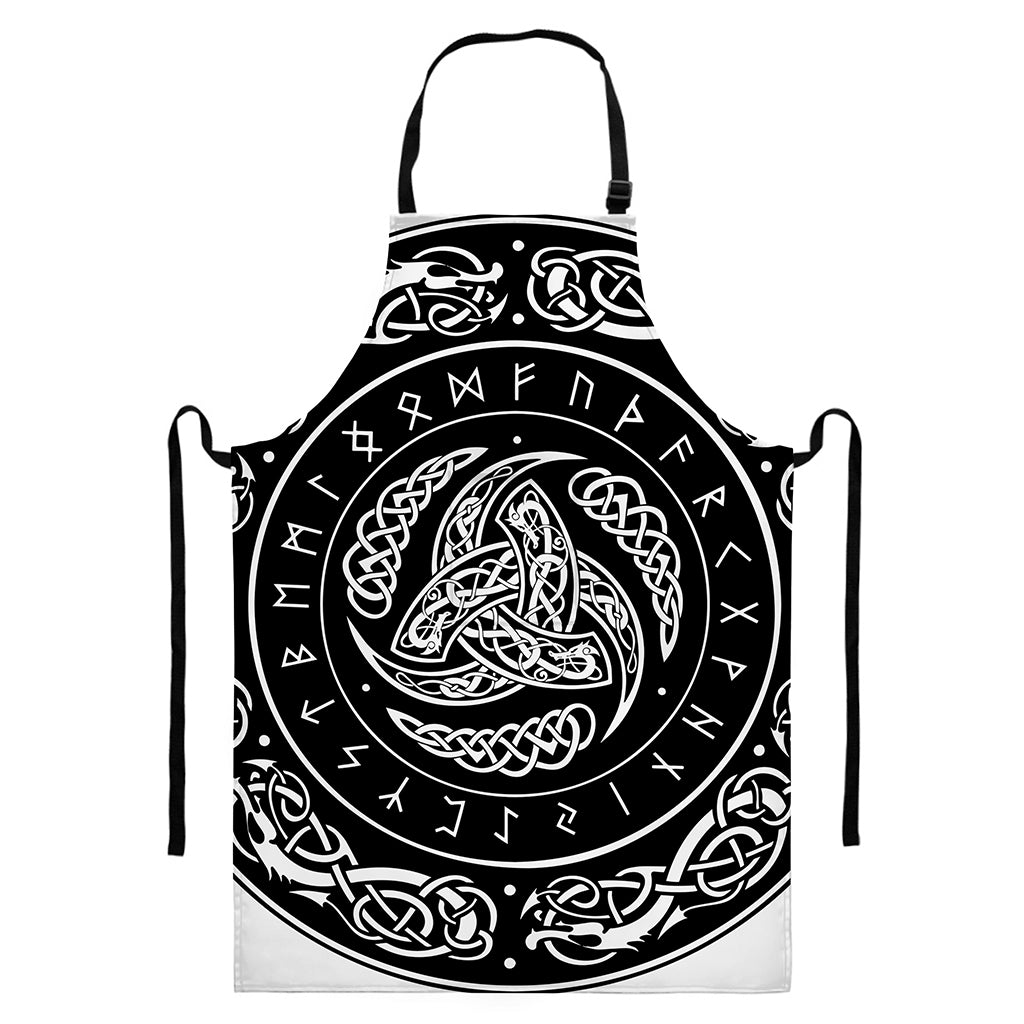 Viking Triple Horn Of Odin Print Bib Apron With Pocket