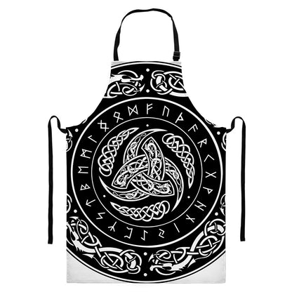 Viking Triple Horn Of Odin Print Bib Apron With Pocket