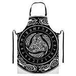 Viking Triple Horn Of Odin Print Bib Apron With Pocket