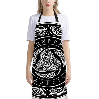Viking Triple Horn Of Odin Print Bib Apron With Pocket