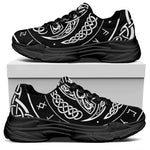 Viking Triple Horn Of Odin Print Black Chunky Shoes