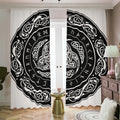Viking Triple Horn Of Odin Print Dimout Pencil Pleat Curtains