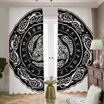 Viking Triple Horn Of Odin Print Blackout Pencil Pleat Curtains