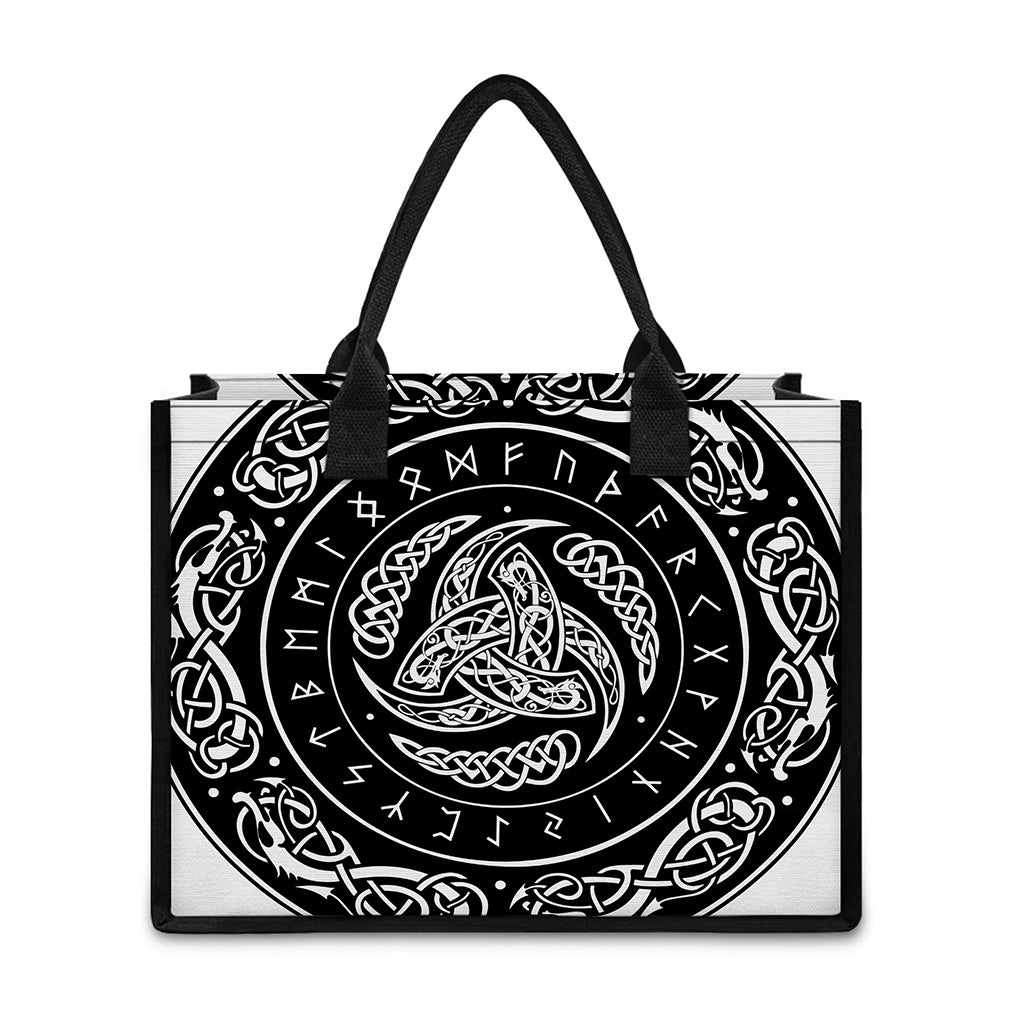 Viking Triple Horn Of Odin Print Canvas Tote Bag