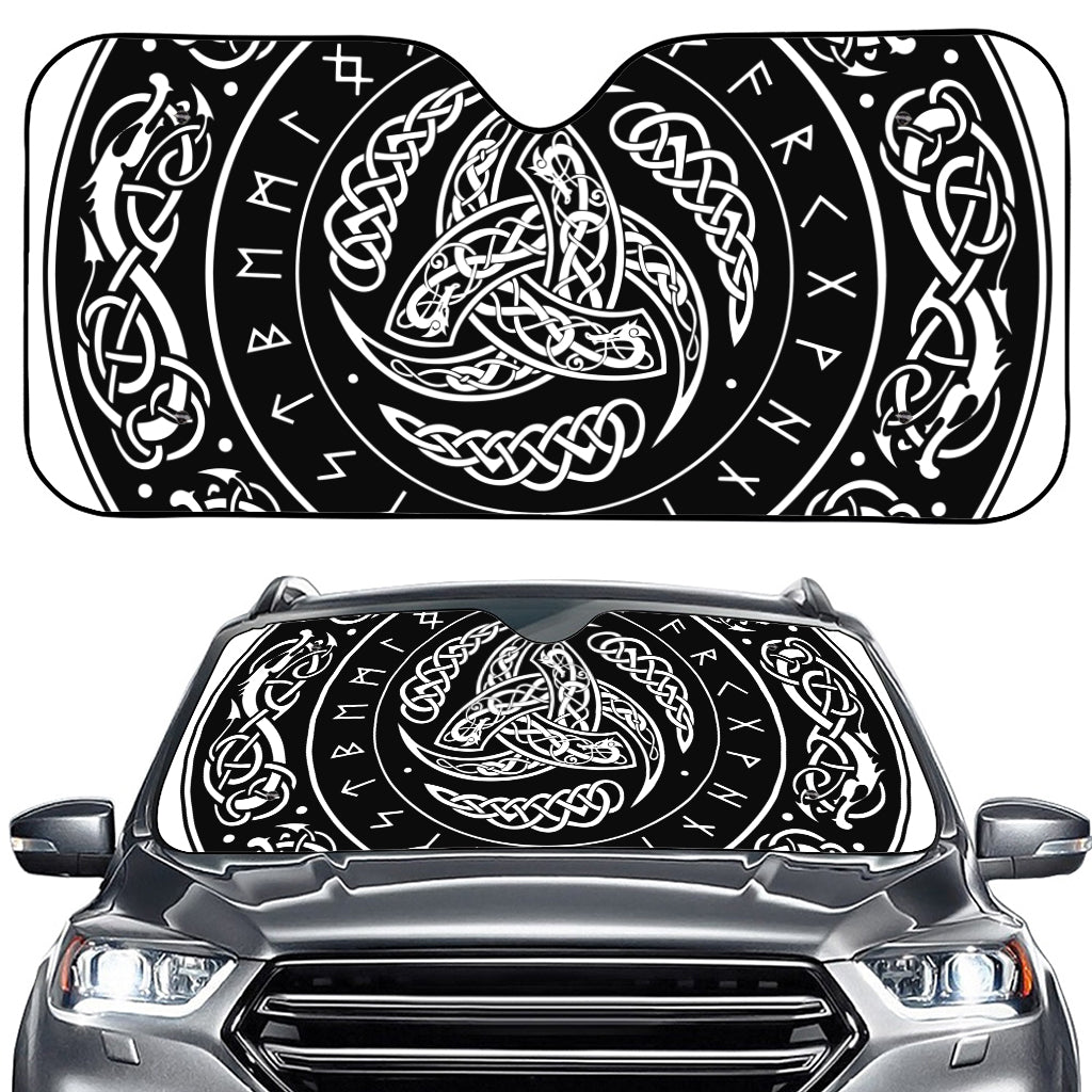 Viking Triple Horn Of Odin Print Car Windshield Sun Shade