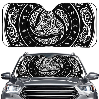 Viking Triple Horn Of Odin Print Car Windshield Sun Shade