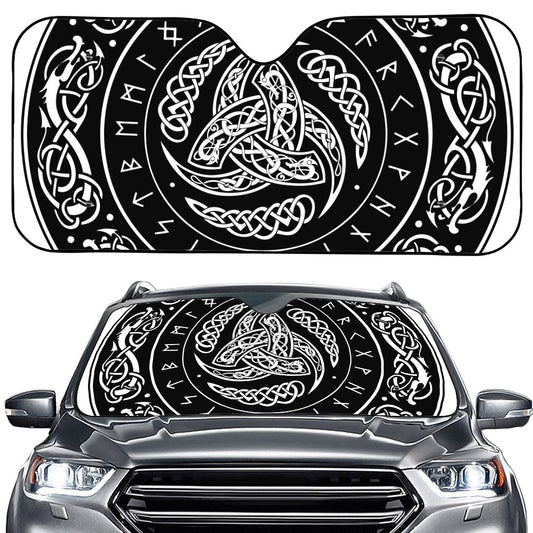 Viking Triple Horn Of Odin Print Car Windshield Sun Shade