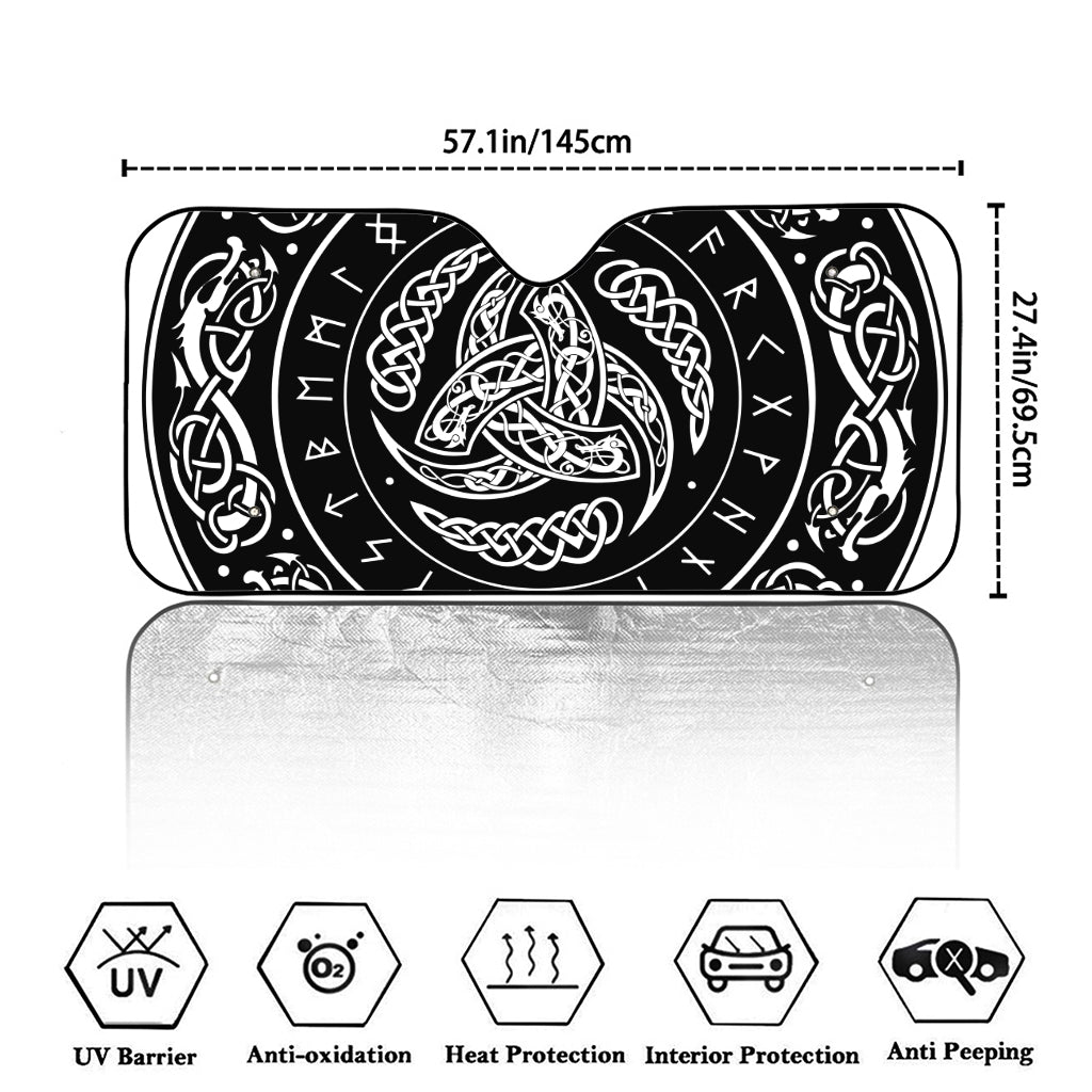 Viking Triple Horn Of Odin Print Car Windshield Sun Shade