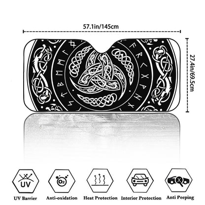 Viking Triple Horn Of Odin Print Car Windshield Sun Shade