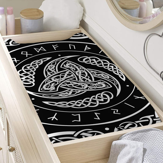 Viking Triple Horn Of Odin Print Changing Pad Cover