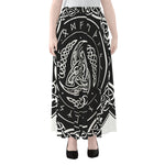 Viking Triple Horn Of Odin Print Chiffon Maxi Skirt