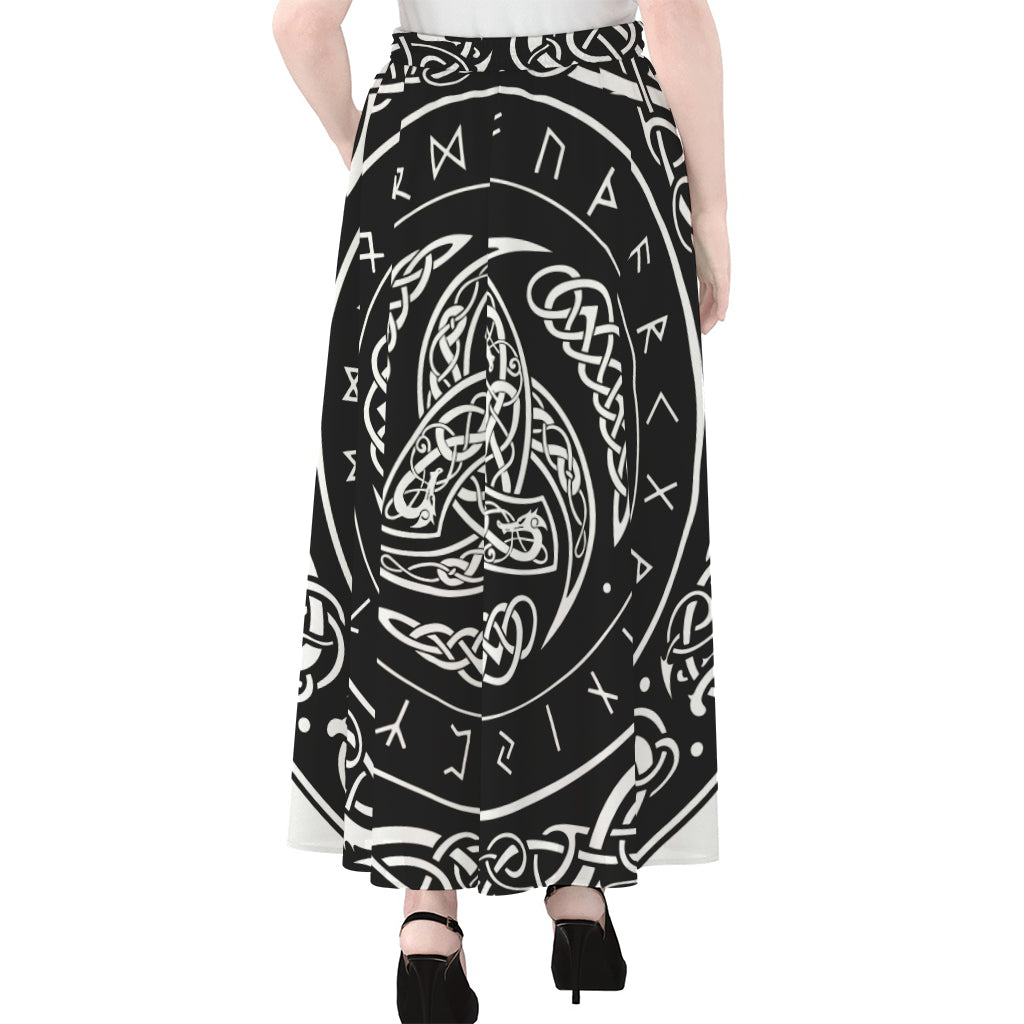 Viking Triple Horn Of Odin Print Chiffon Maxi Skirt