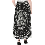 Viking Triple Horn Of Odin Print Chiffon Maxi Skirt